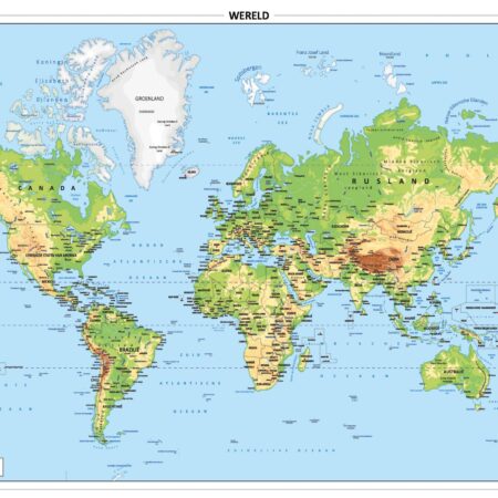 Schoolkaart Wereld natuurkundig 1203