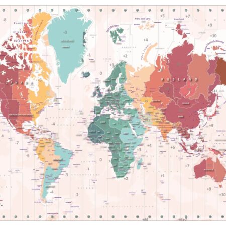 Schoolkaart Wereld tijdzones