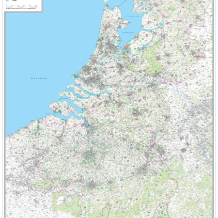 Gedetailleerde postcodekaart van de Benelux