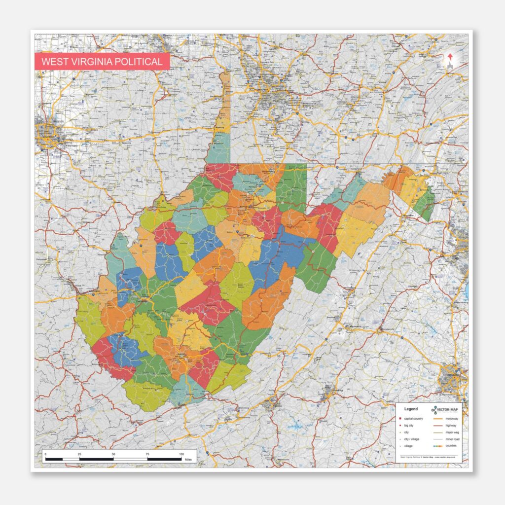 Political map West Virginia