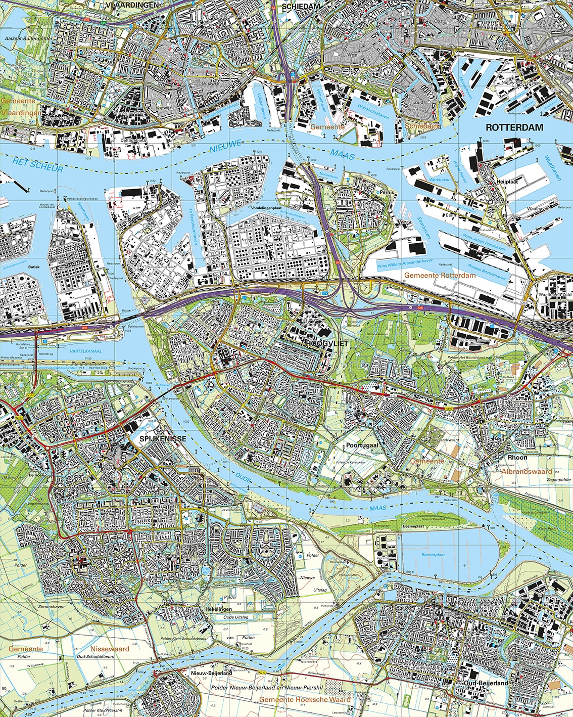 Topografische Kaart 37G Hoogvliet digitaal