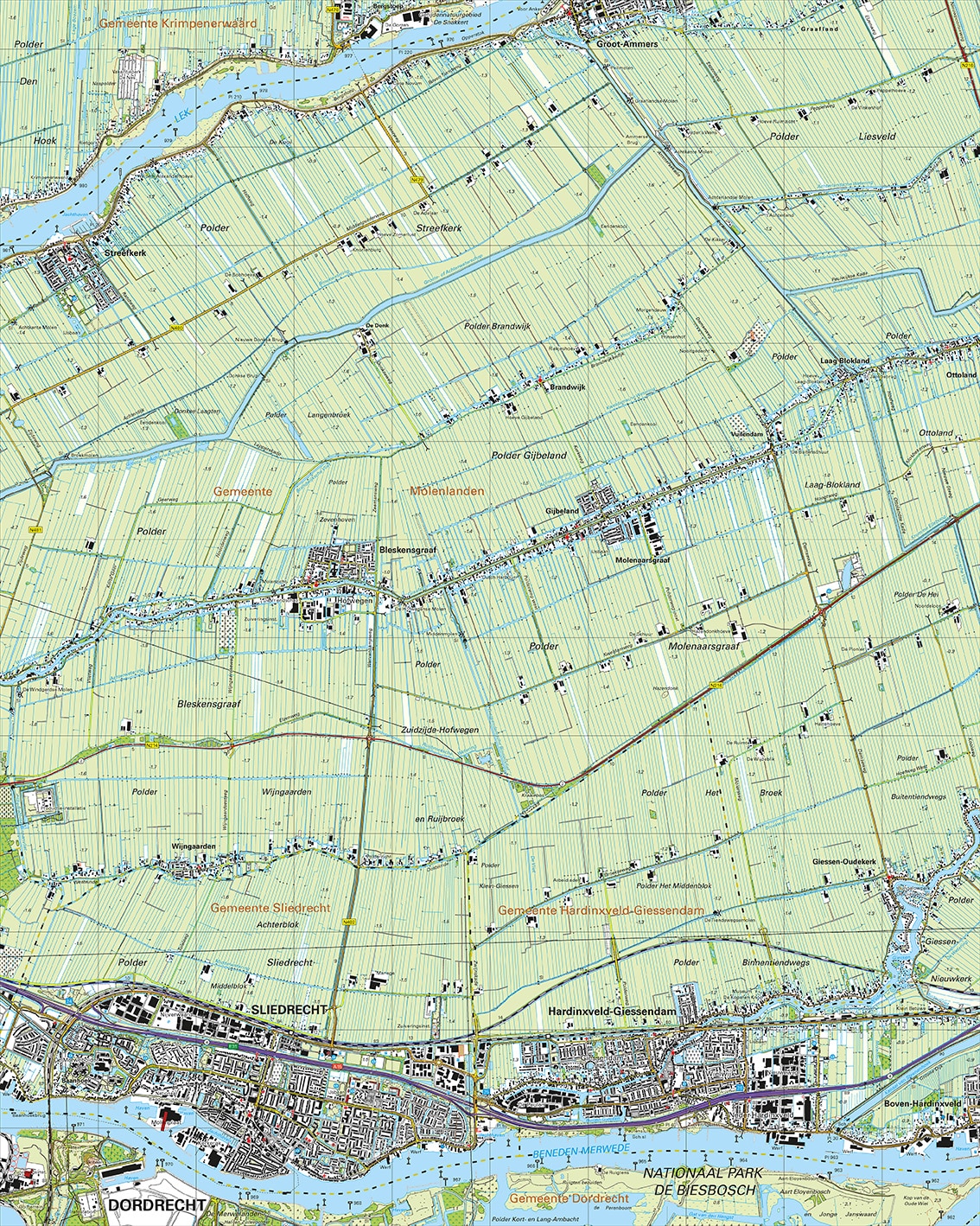 Topografische Kaart 38D Sliedrecht digitaal