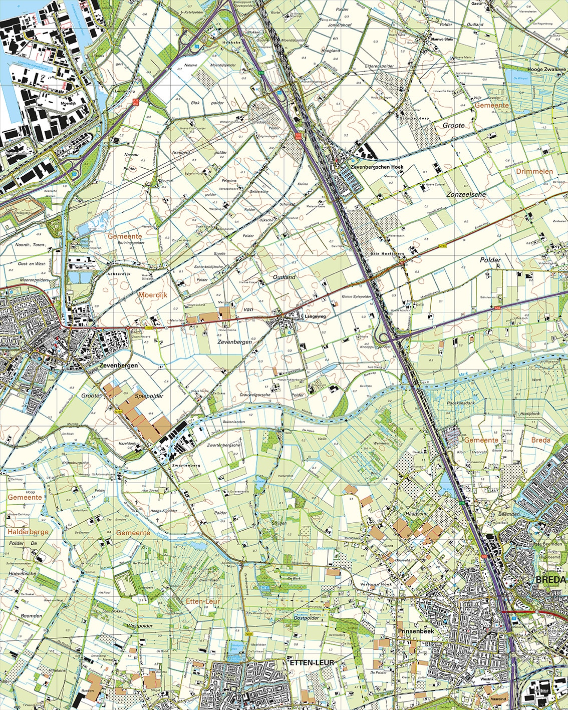Topografische Kaart 44C Zevenbergen digitaal