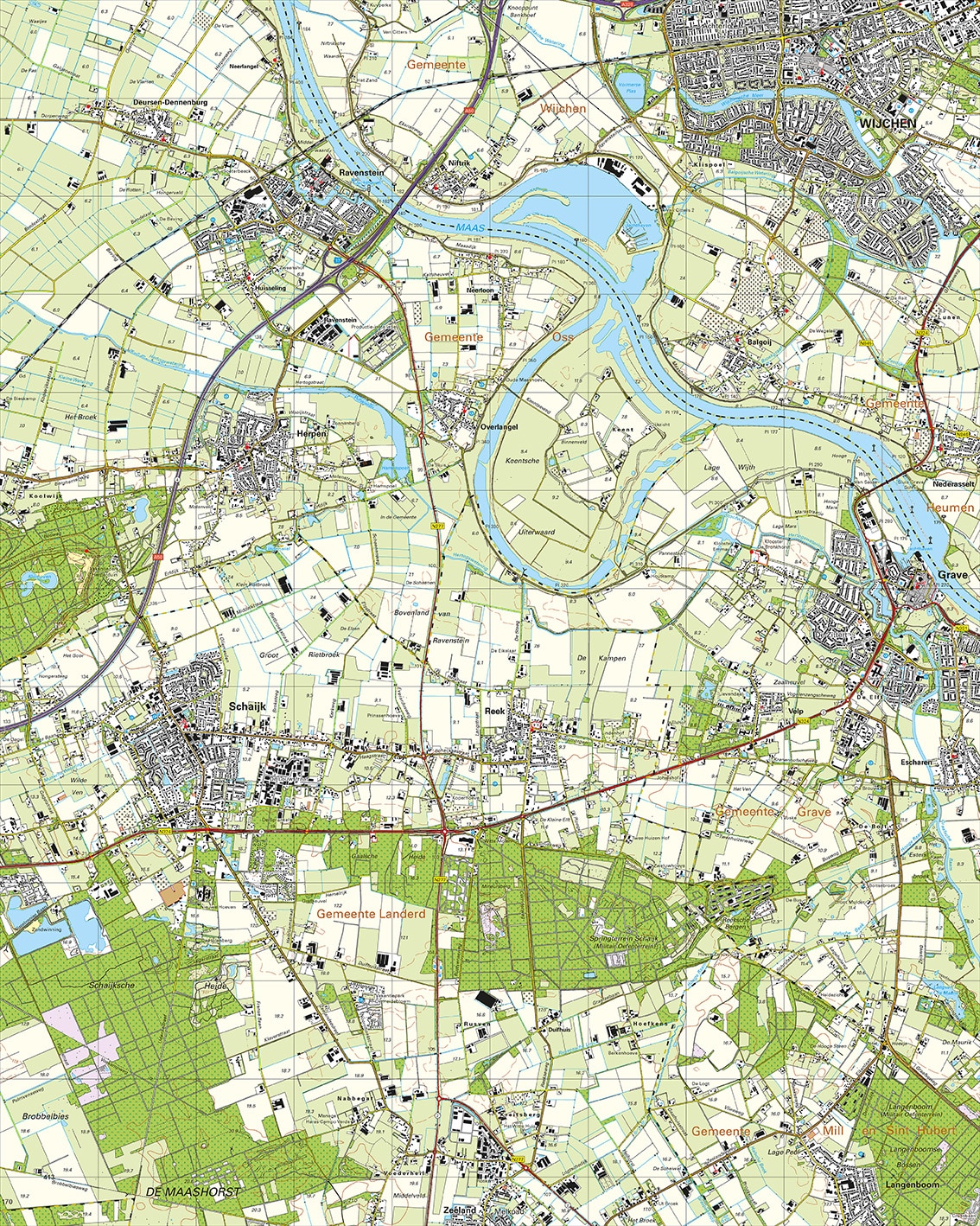 Topografische Kaart 45F Grave digitaal