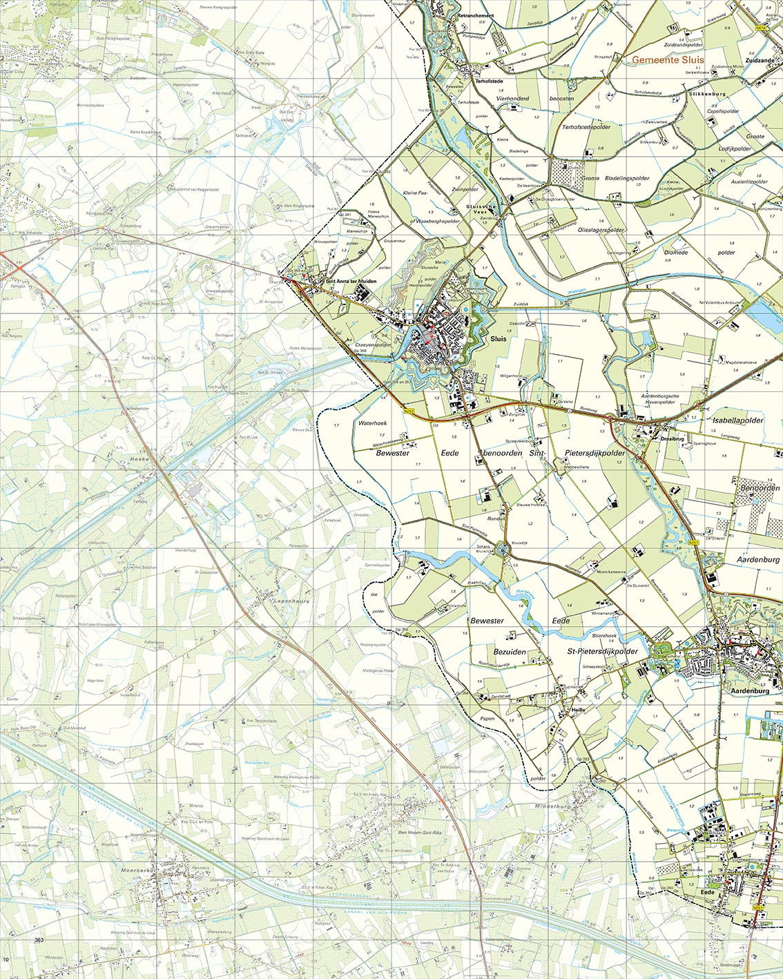 Topografische Kaart 53F Sluis digitaal