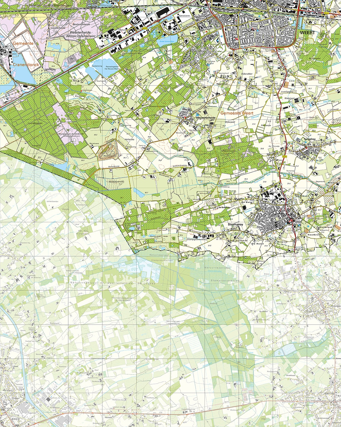 Topografische Kaart 57H Stramproy digitaal