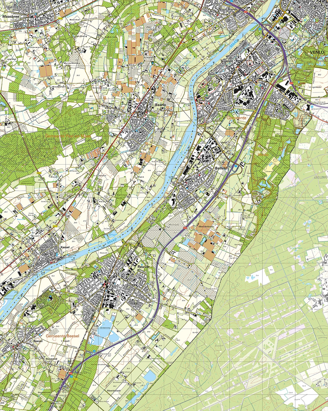 Topografische Kaart 58E Tegelen digitaal