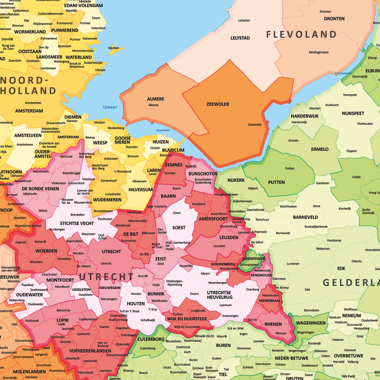 Gemeenten & woonplaatsen provinciekaart Nederland - Afbeelding 2