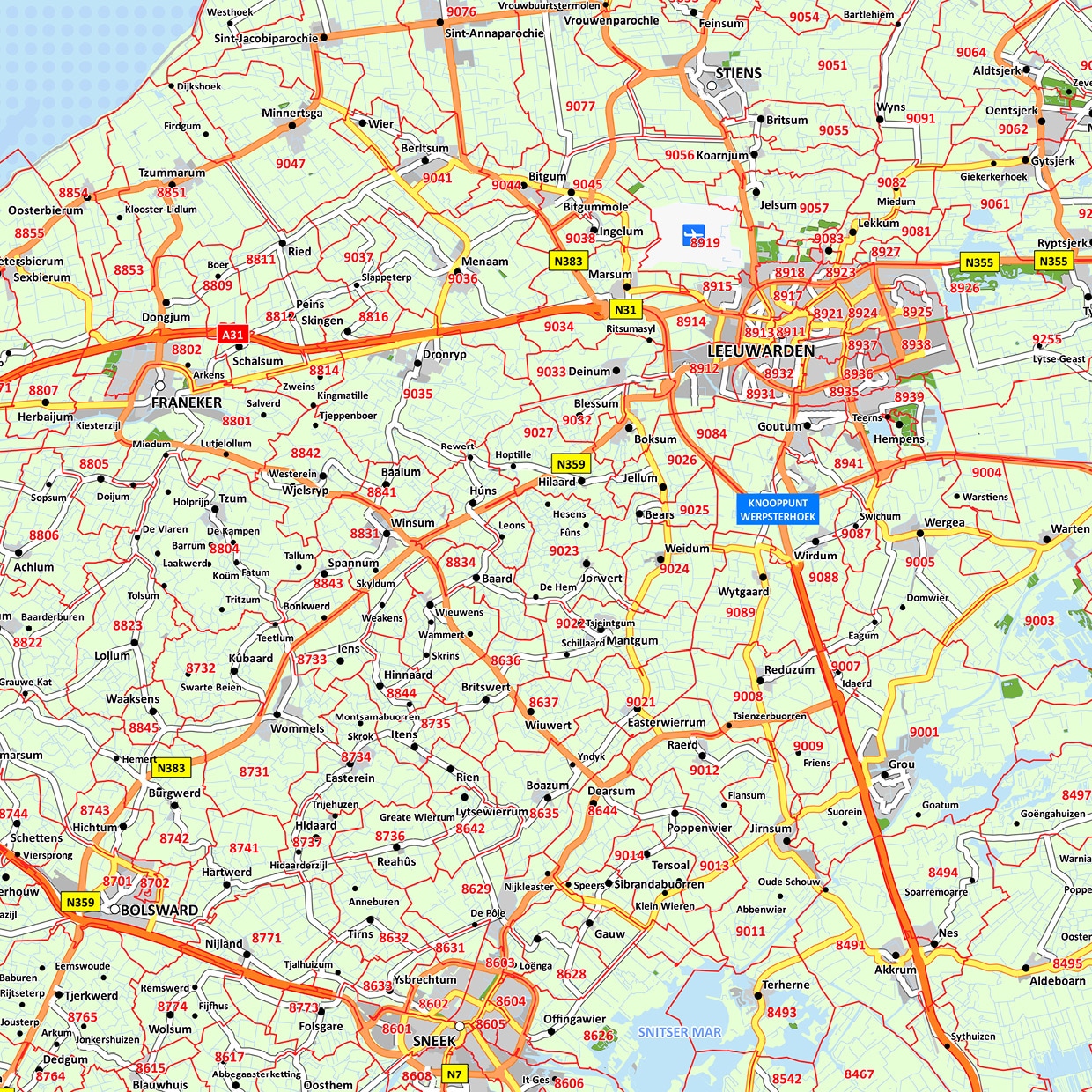 Postcodekaart provincie Friesland - Afbeelding 2