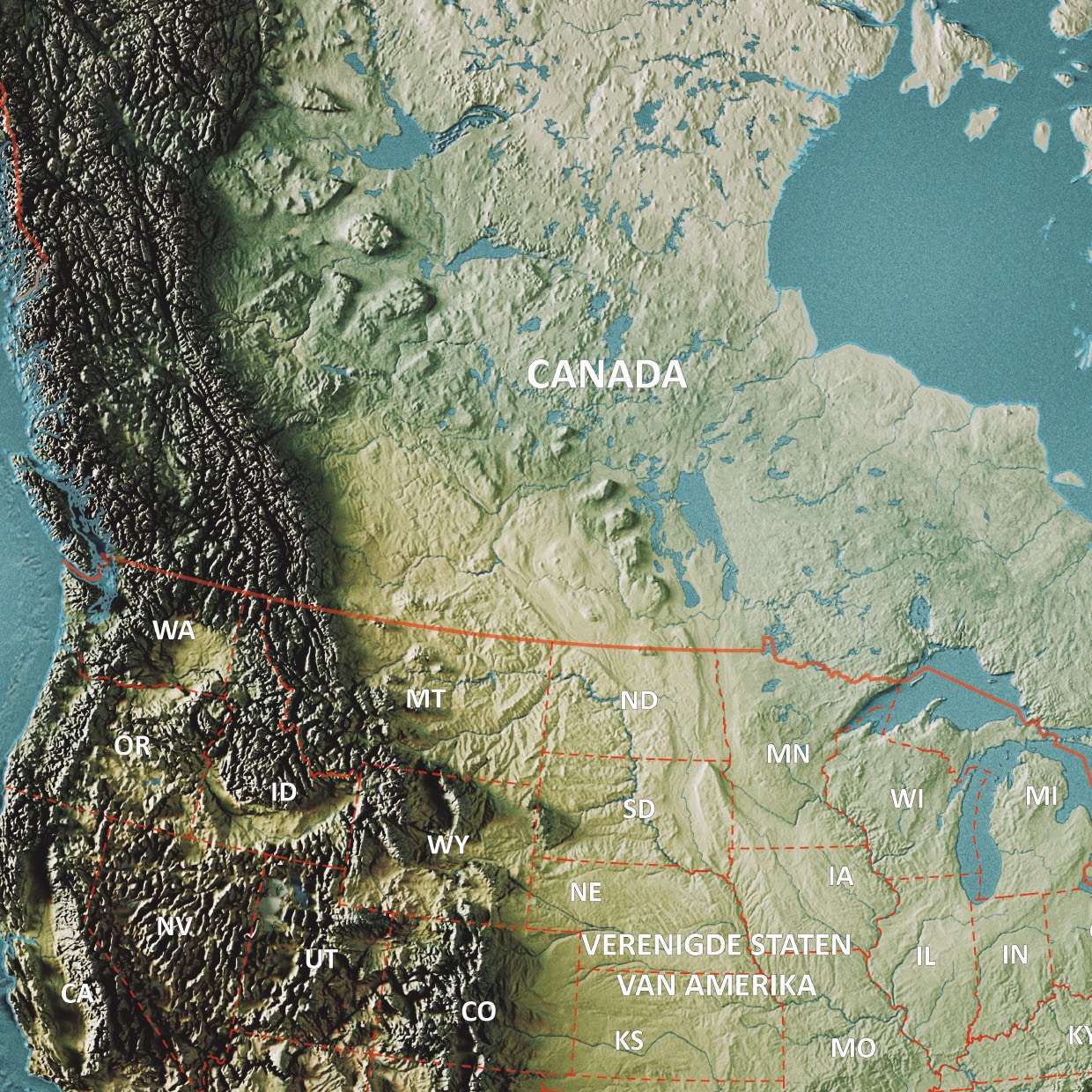 3D kaart Noord-Amerika - Afbeelding 2
