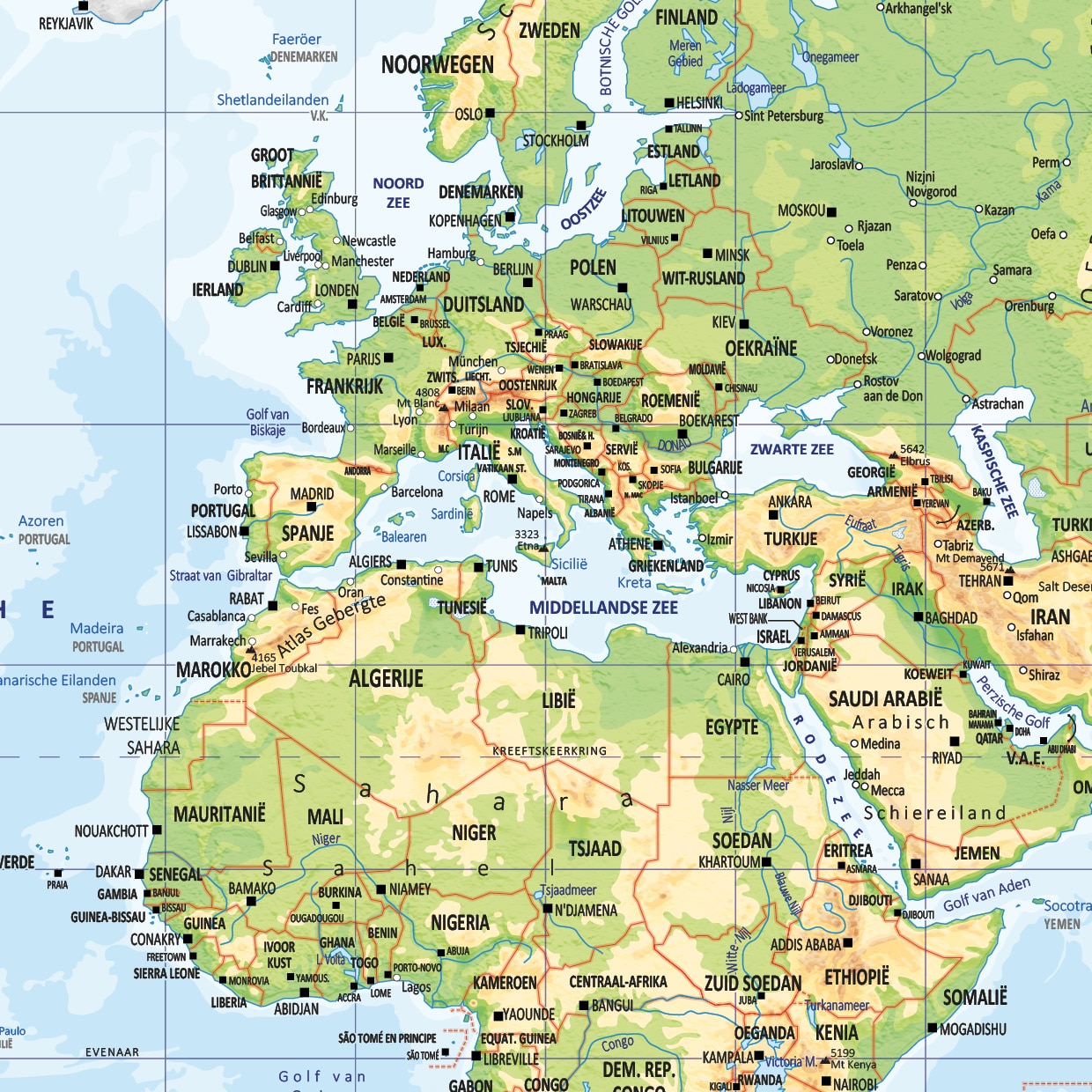 Natuurkundige Wereldkaart - Afbeelding 2