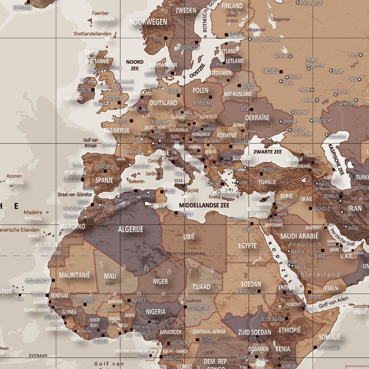 Staatkundige wereldkaart sepia - Afbeelding 2