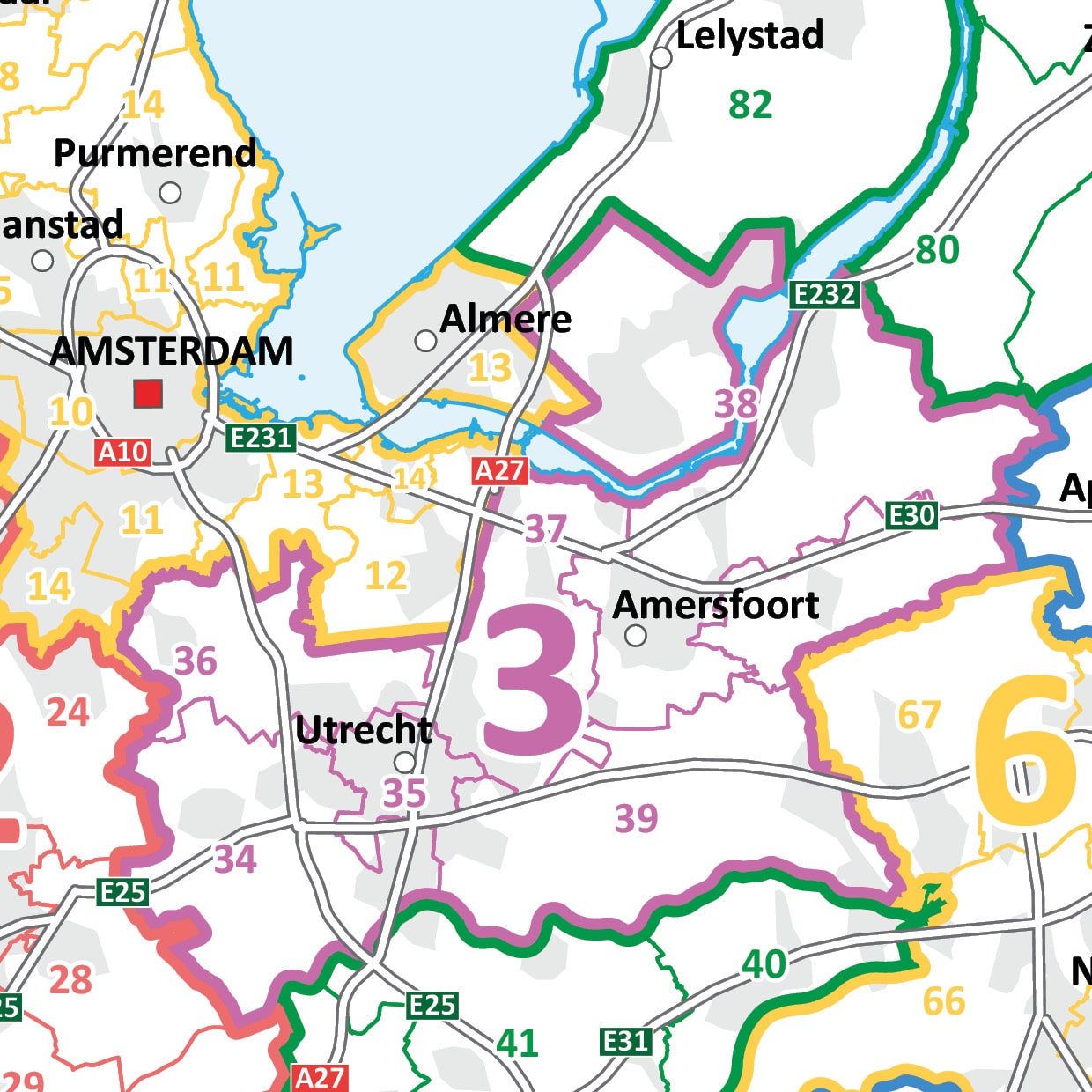 2-Cijferige postcodekaart Nederland - Afbeelding 2