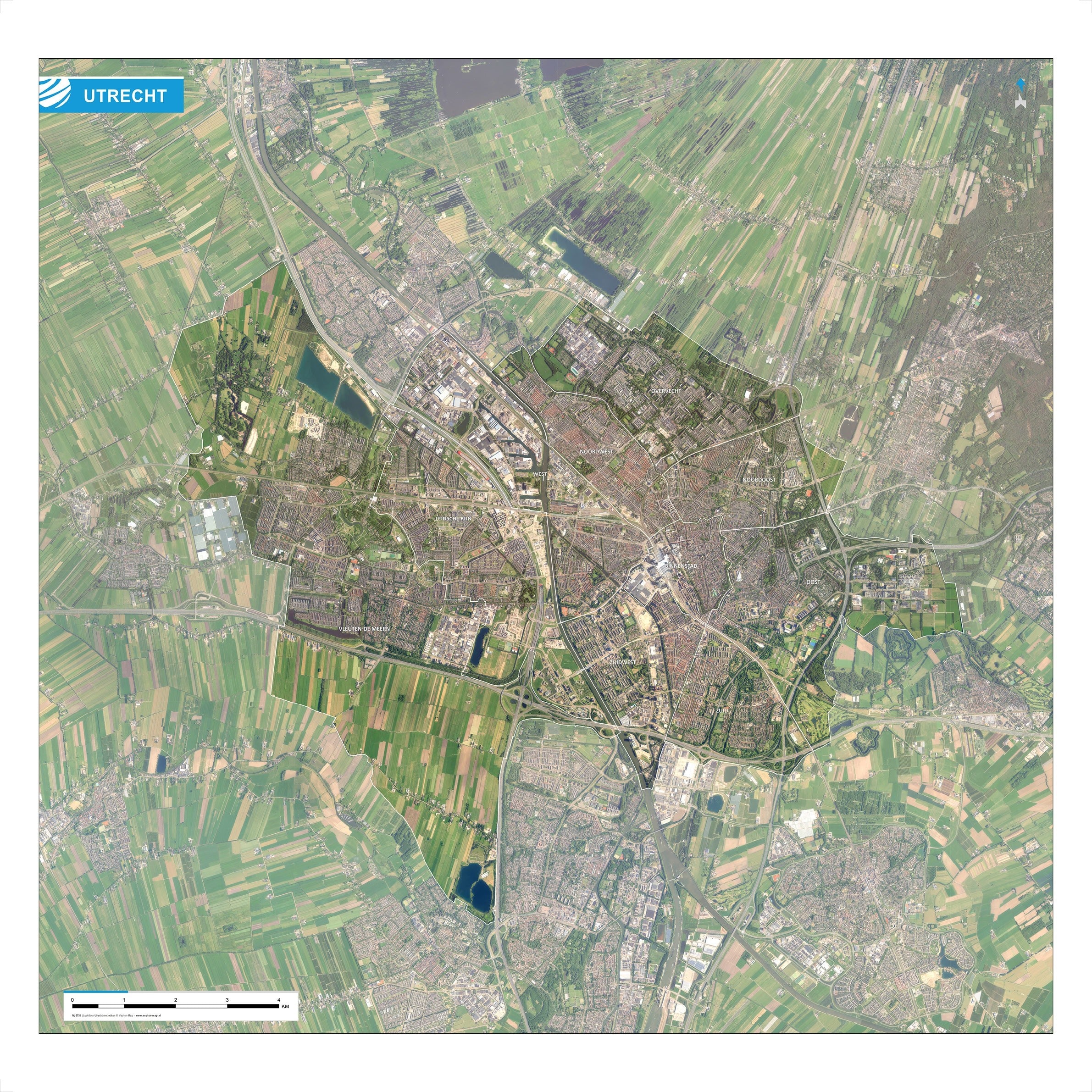 Luchtfoto Utrecht met wijken