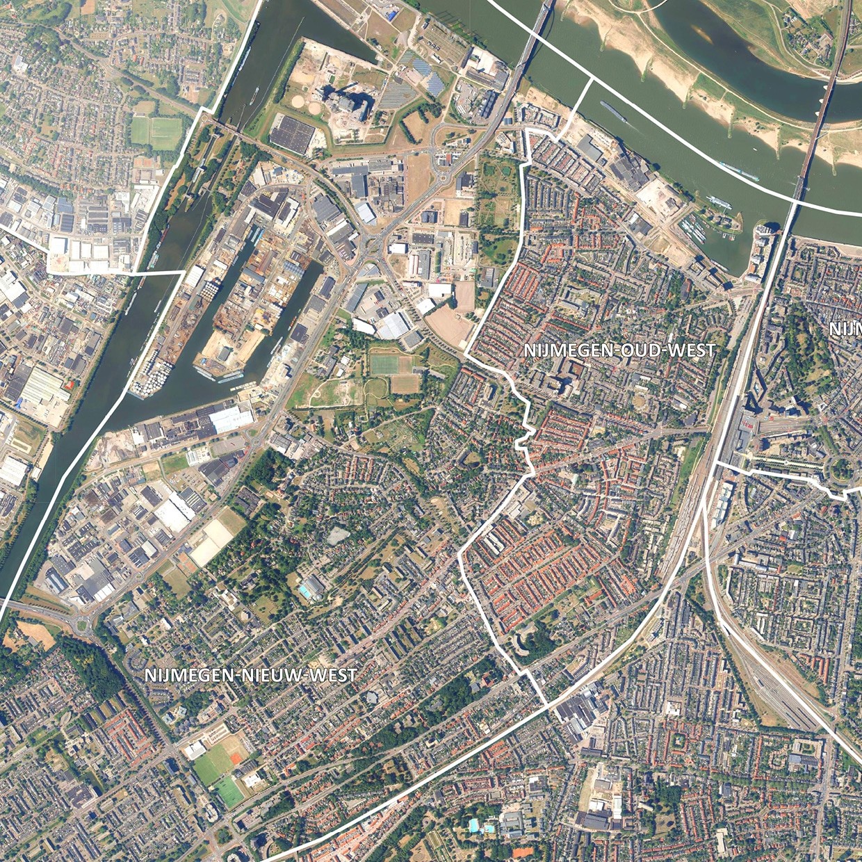 Luchtfoto Nijmegen met wijken - Afbeelding 2
