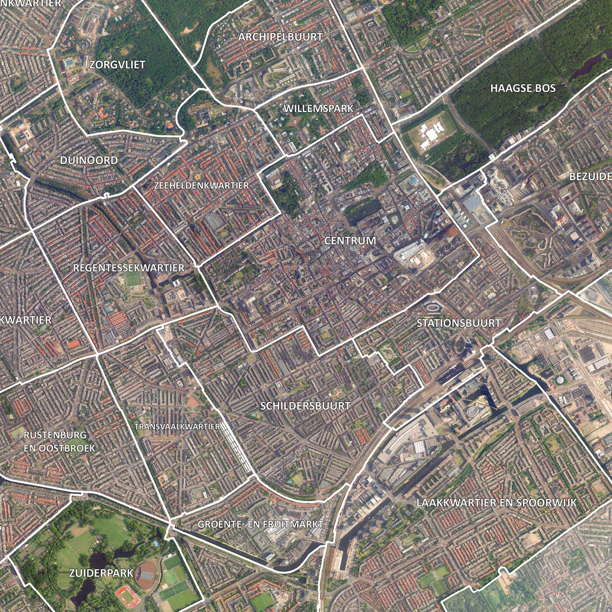 Luchtfoto 's-Gravenhage met wijken - Afbeelding 2