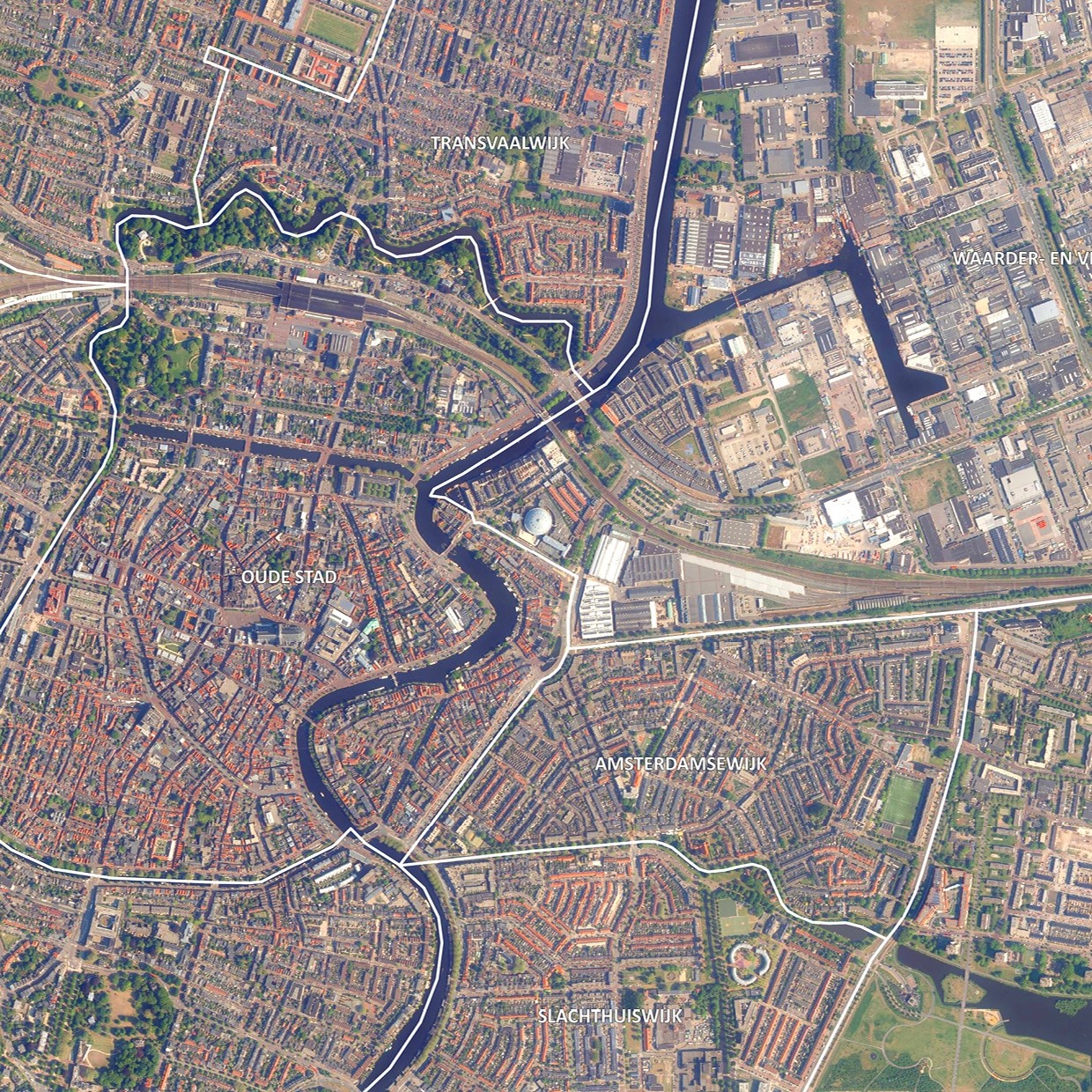 Luchtfoto Haarlem met wijken - Afbeelding 2