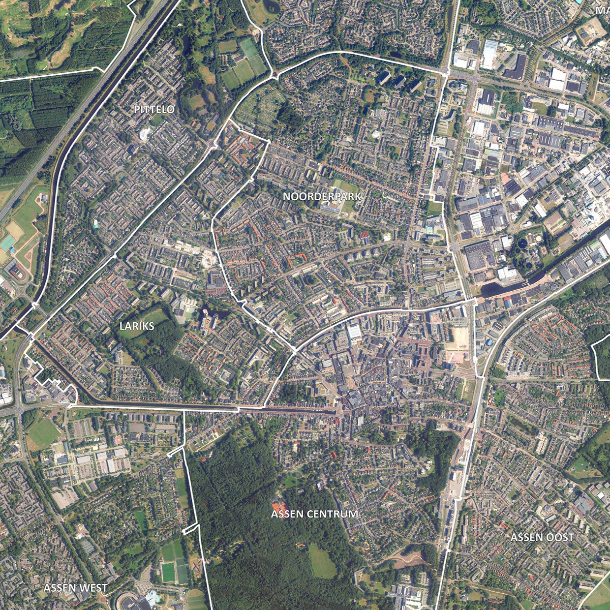Luchtfoto Assen met wijken - Afbeelding 2