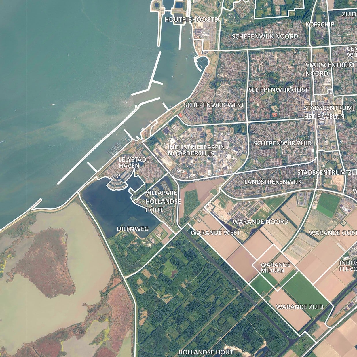 Luchtfoto Lelystad met wijken - Afbeelding 2