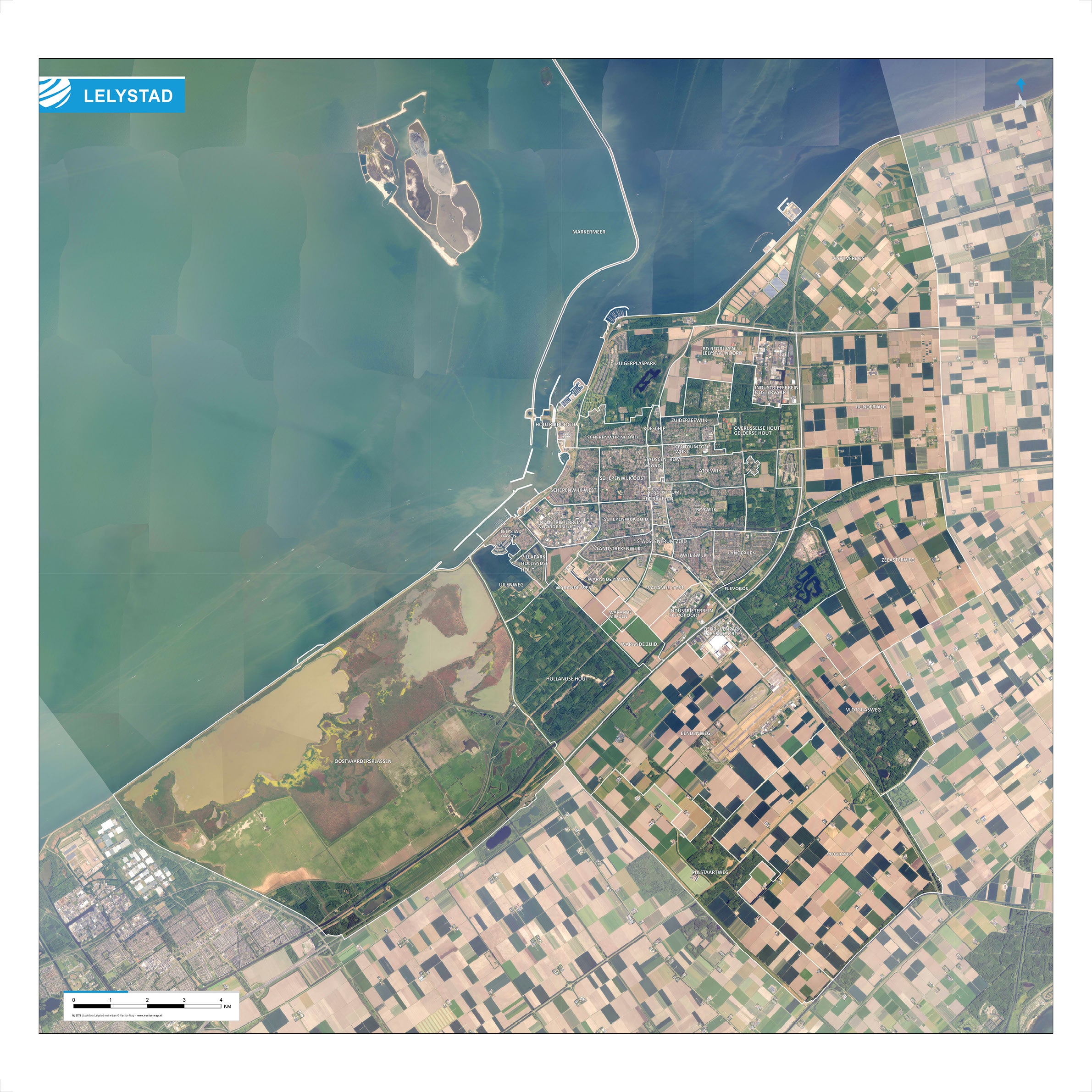 Luchtfoto Lelystad met wijken