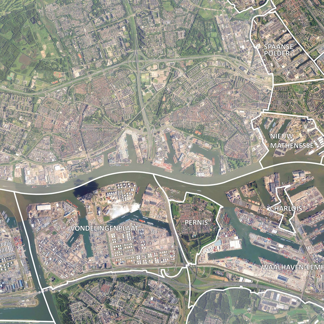 Luchtfoto Rotterdam met wijken - Afbeelding 2