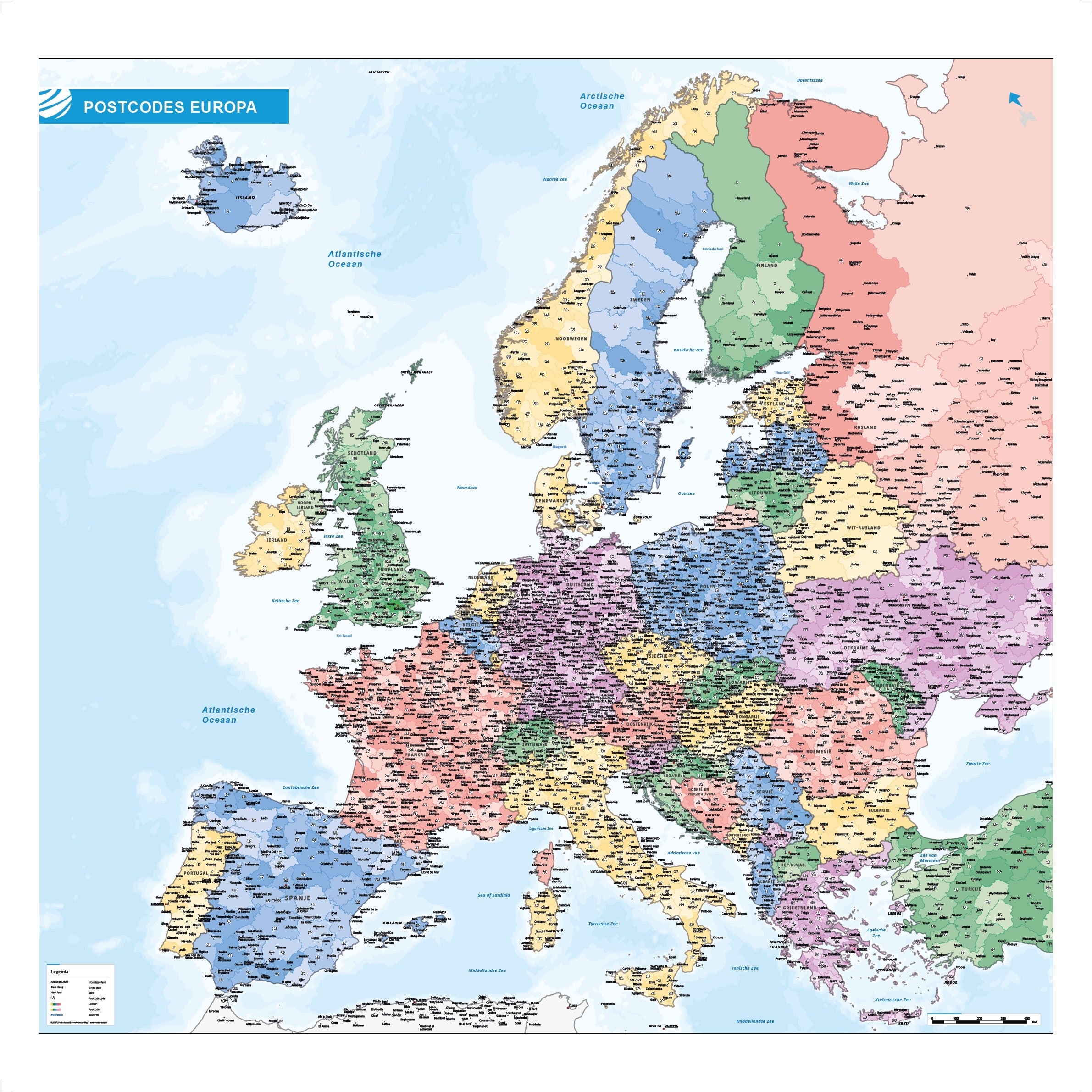 Postcodekaart Europa