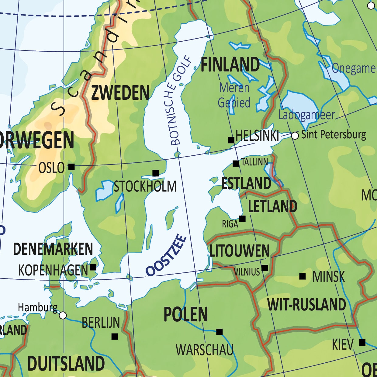 Schoolkaart Europa natuurkundig - Afbeelding 2