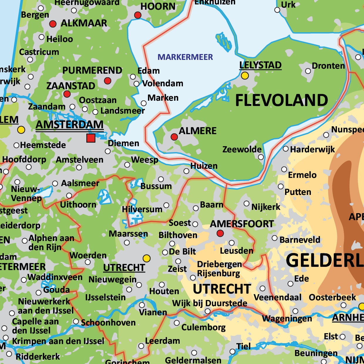 Schoolkaart Nederland natuurkundig - Afbeelding 2