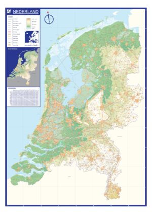Gedetailleerde wegenkaart Nederland natuurkundig