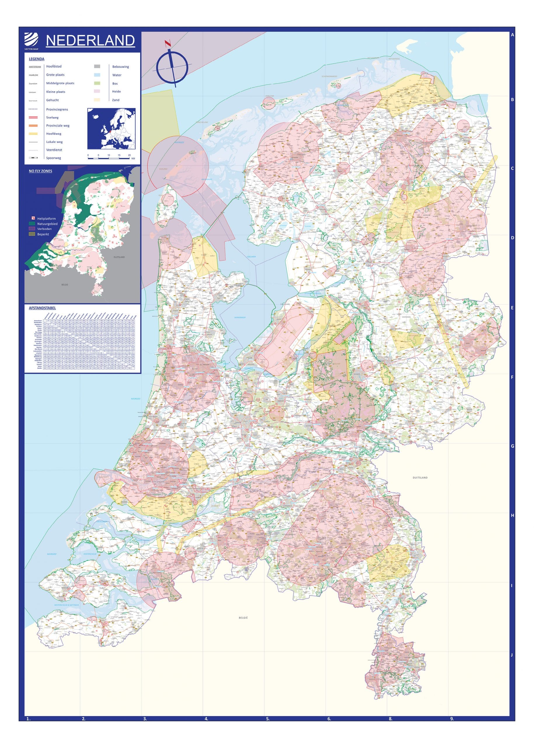 Drone no-fly zone kaart Nederland