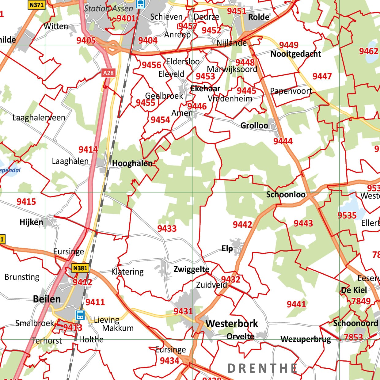 Postcode provinciekaart Drenthe - Afbeelding 2
