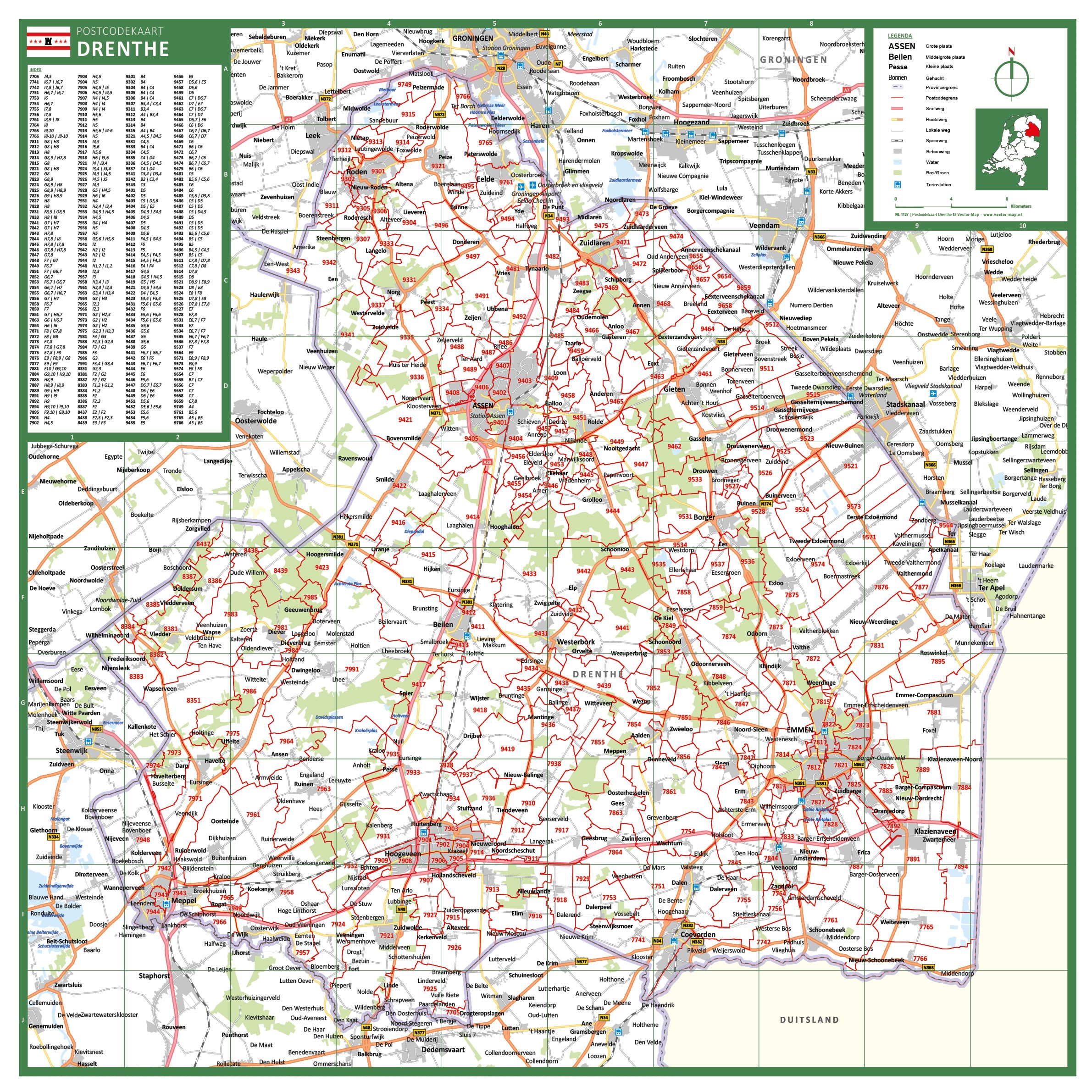 Postcode provinciekaart Drenthe