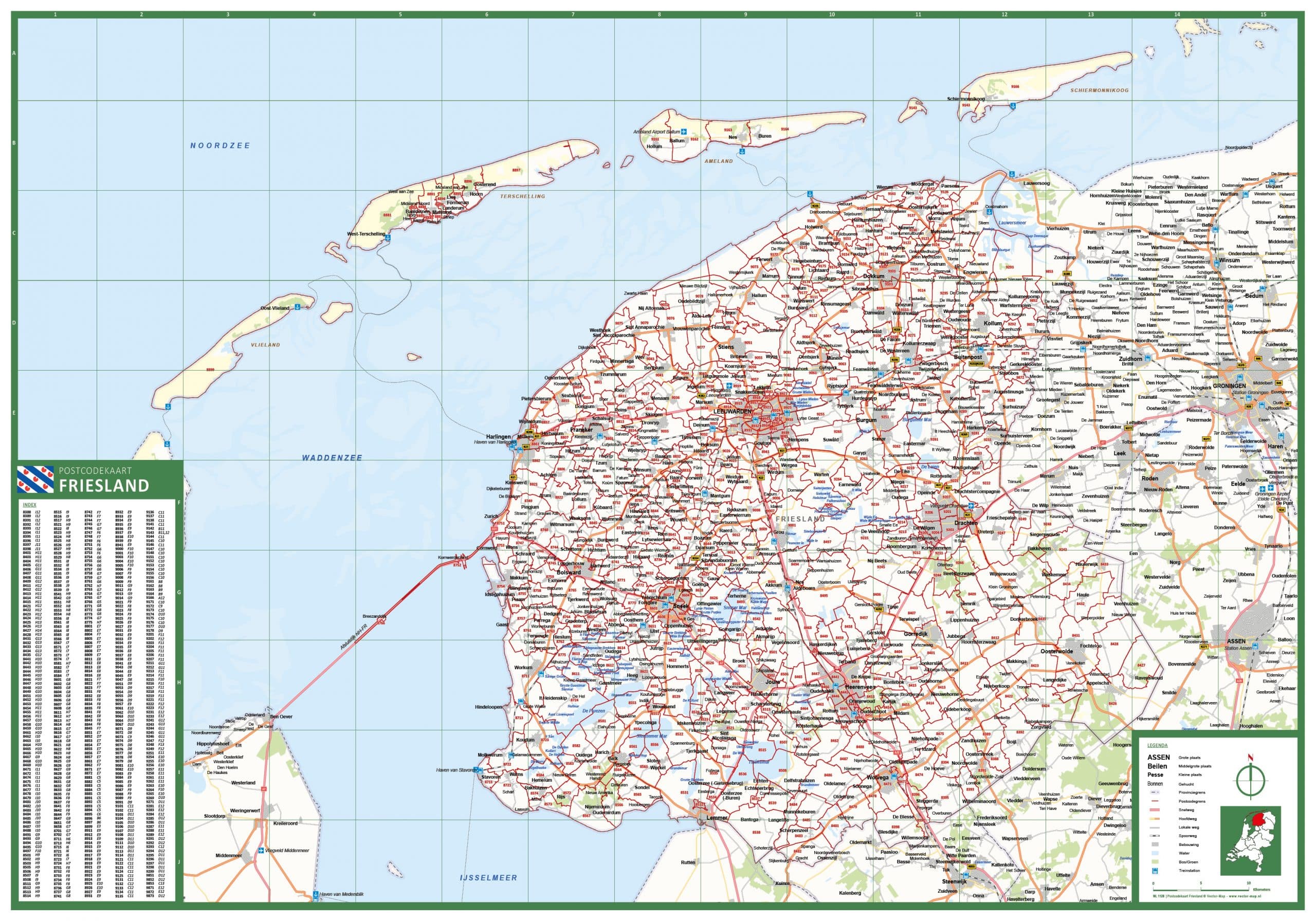 Postcode provinciekaart Friesland