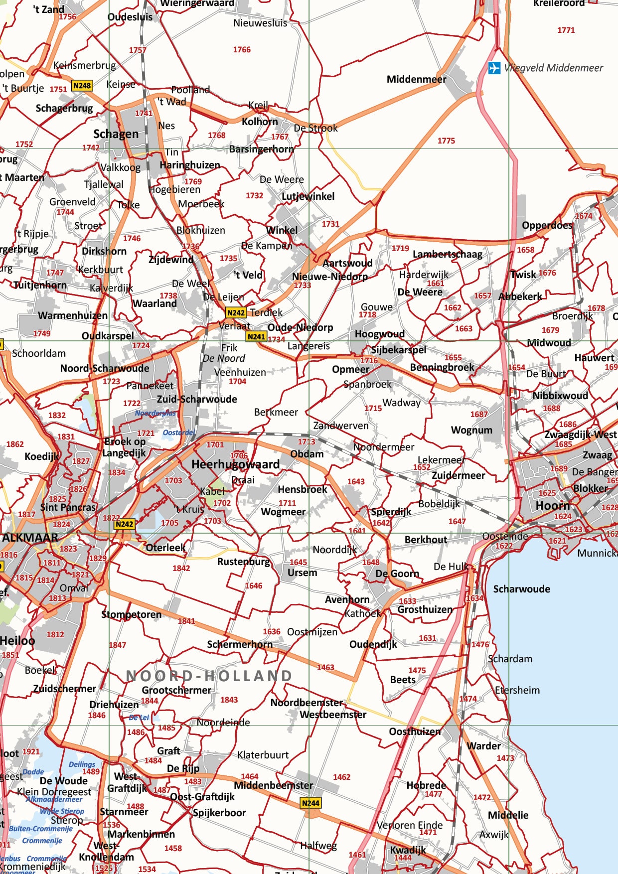 Postcode provinciekaart Noord-Holland - Afbeelding 2