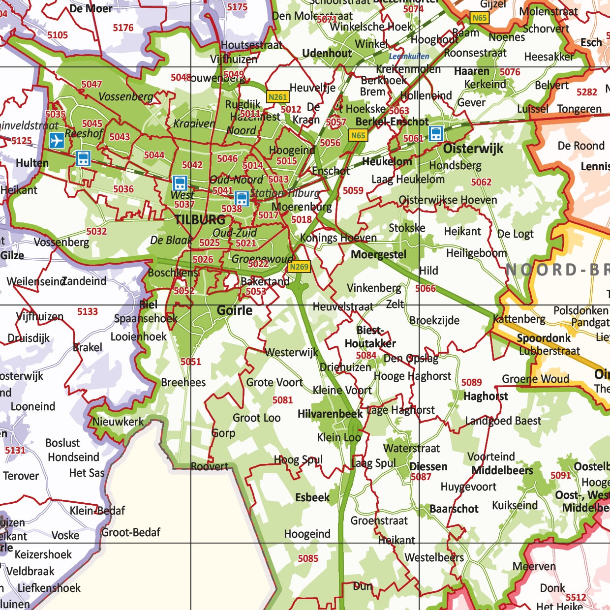 Gekleurde postcodekaart Noord-Brabant - Afbeelding 2