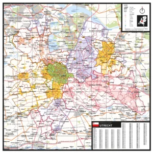 Gekleurde postcodekaart Utrecht