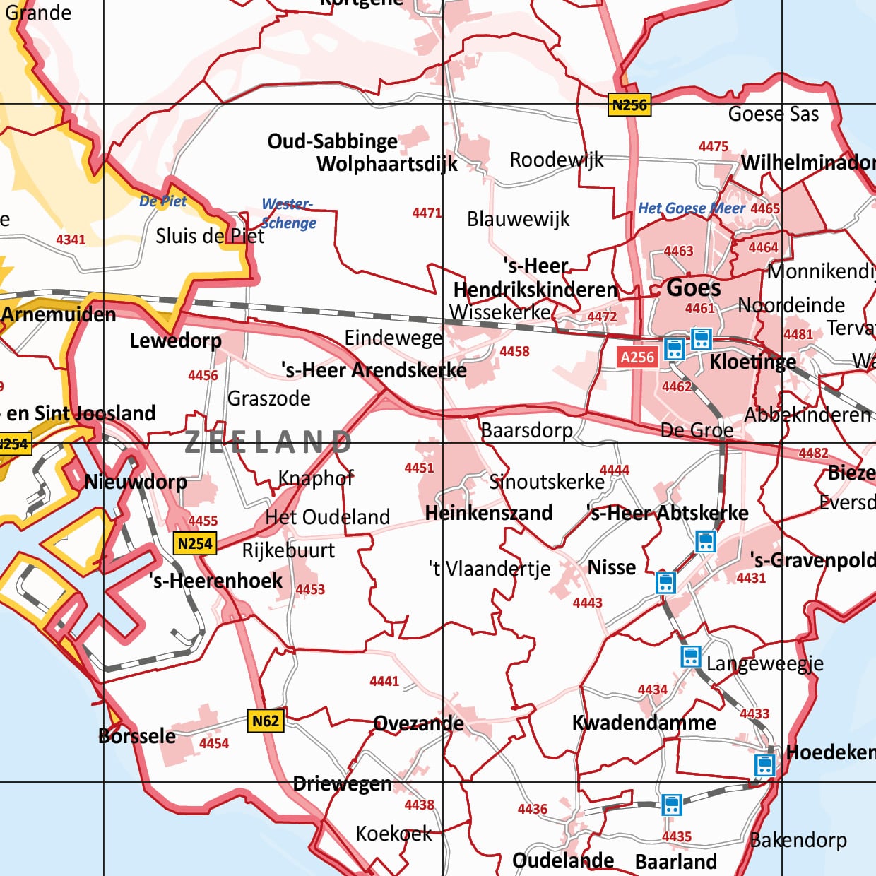 Gekleurde postcodekaart Zeeland - Afbeelding 2
