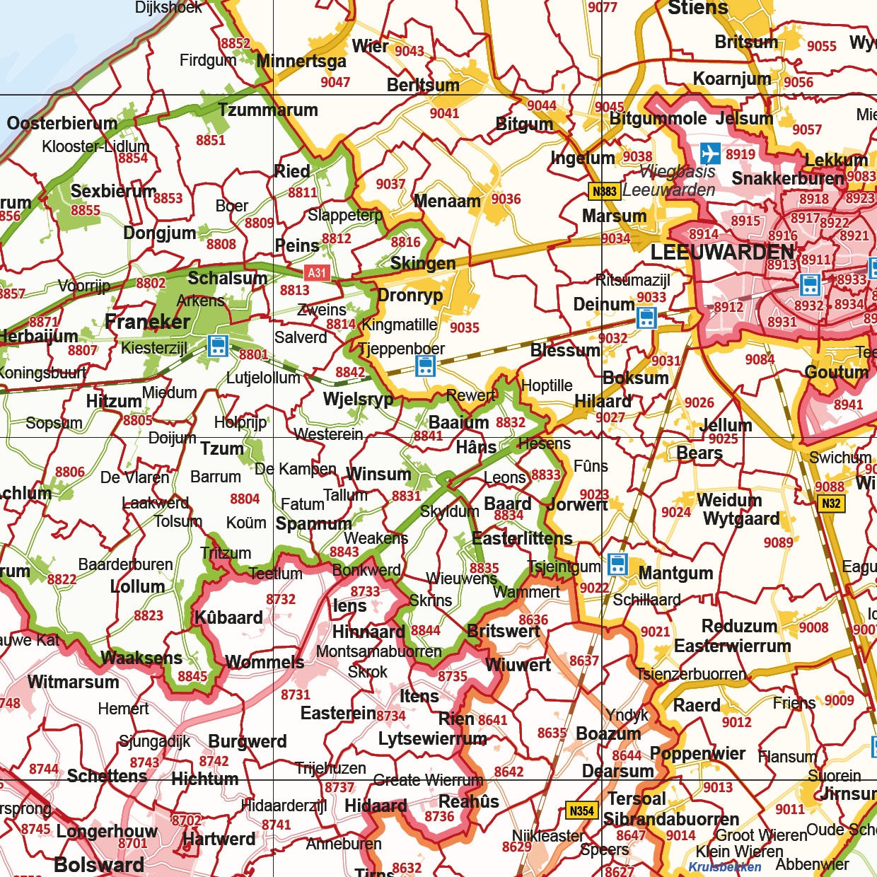 Gekleurde postcodekaart Friesland - Afbeelding 2