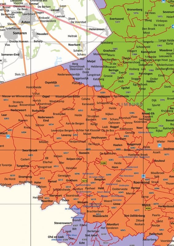 Kaart Limburg met postcodes - Afbeelding 2