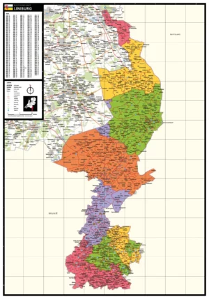 Kaart Limburg met postcodes