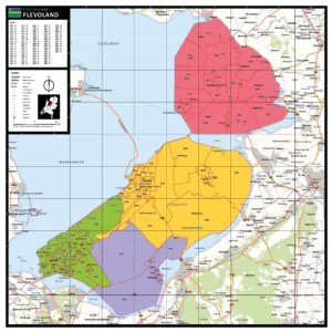 Kaart Flevoland met postcodes