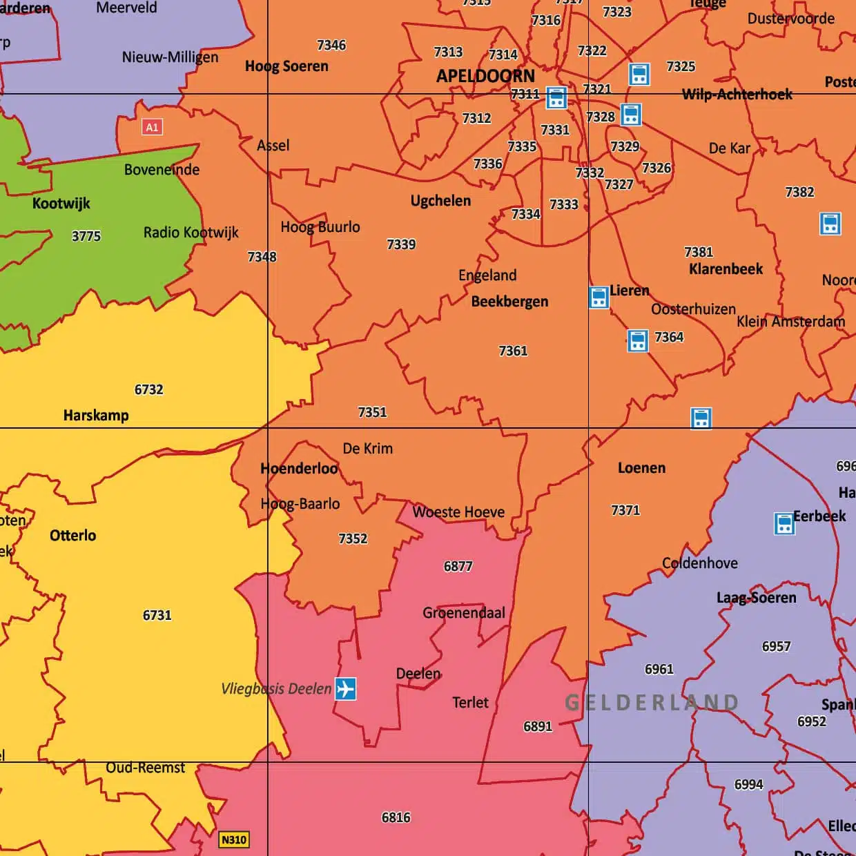 Kaart Gelderland met postcodes - Afbeelding 2