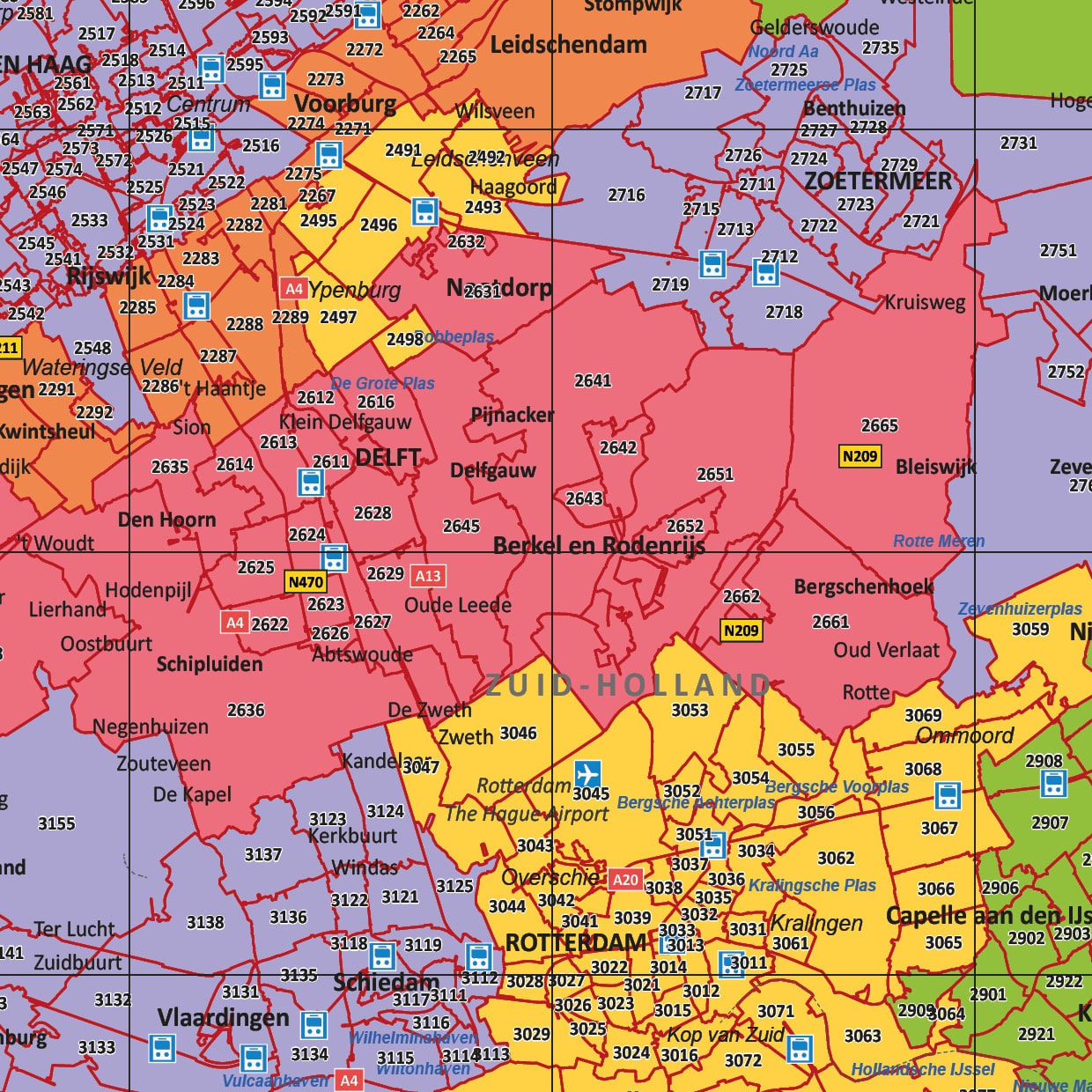 Kaart Zuid-Holland met postcodes - Afbeelding 2