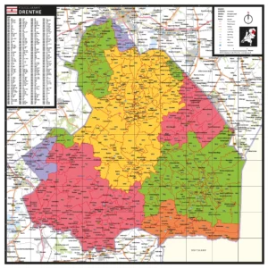 Kaart Drenthe met postcodes