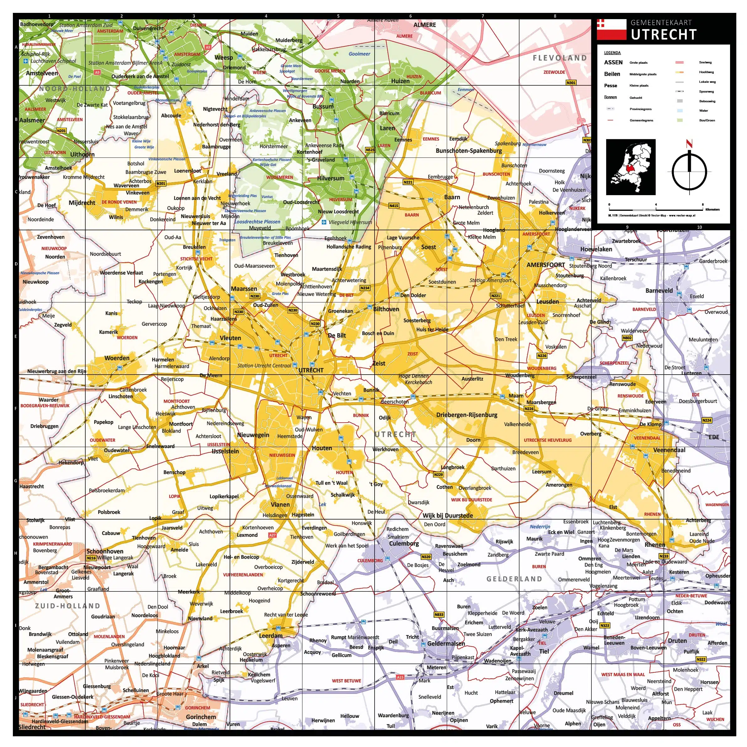 Gekleurde gemeentekaart Utrecht
