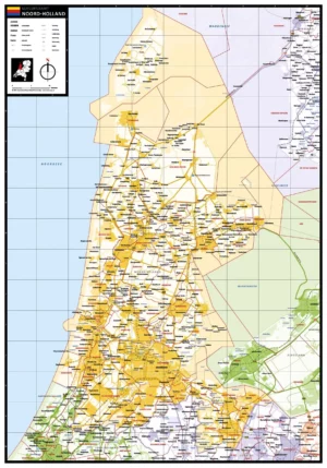 Gekleurde gemeentekaart Noord-Holland