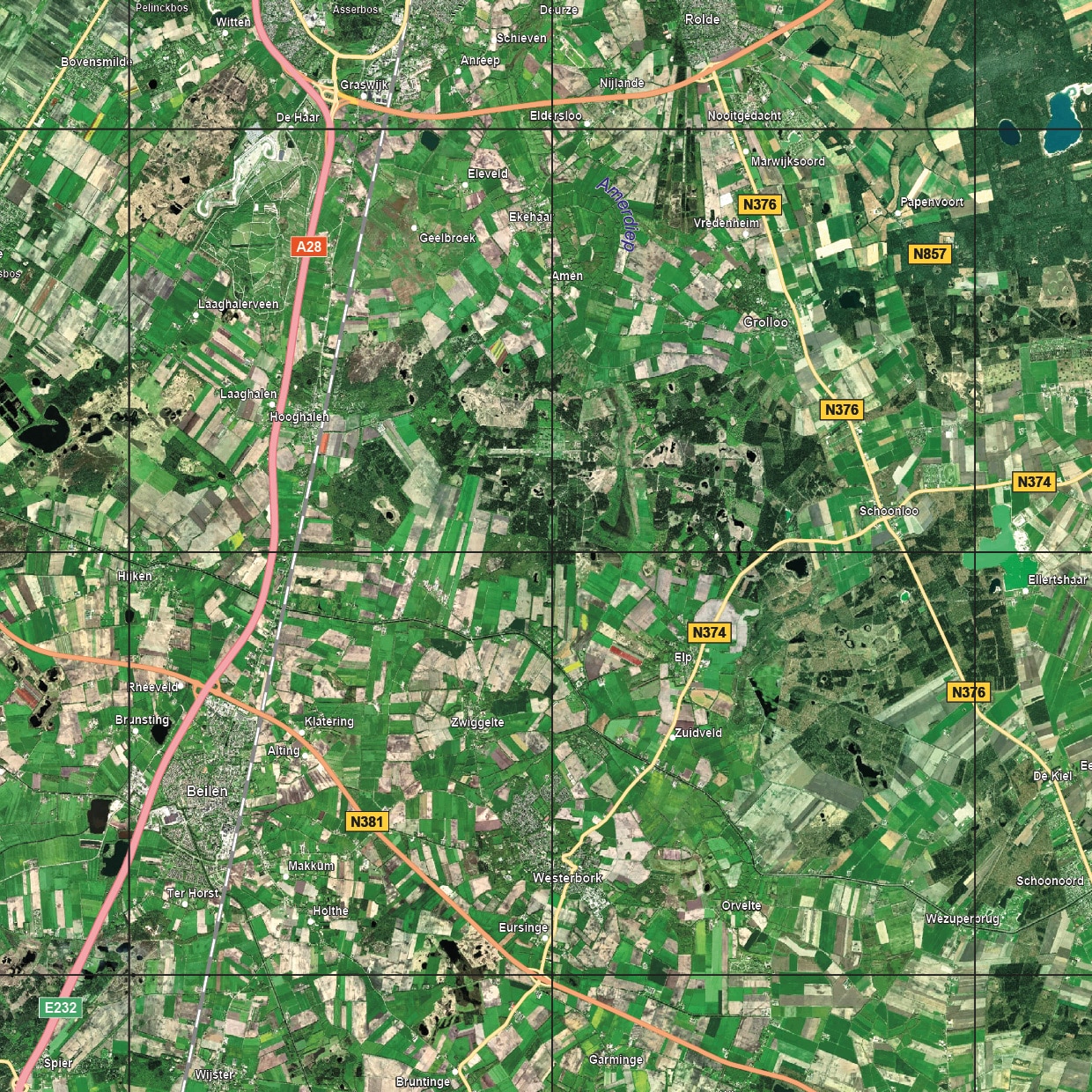 Satellietkaart Drenthe - Afbeelding 2