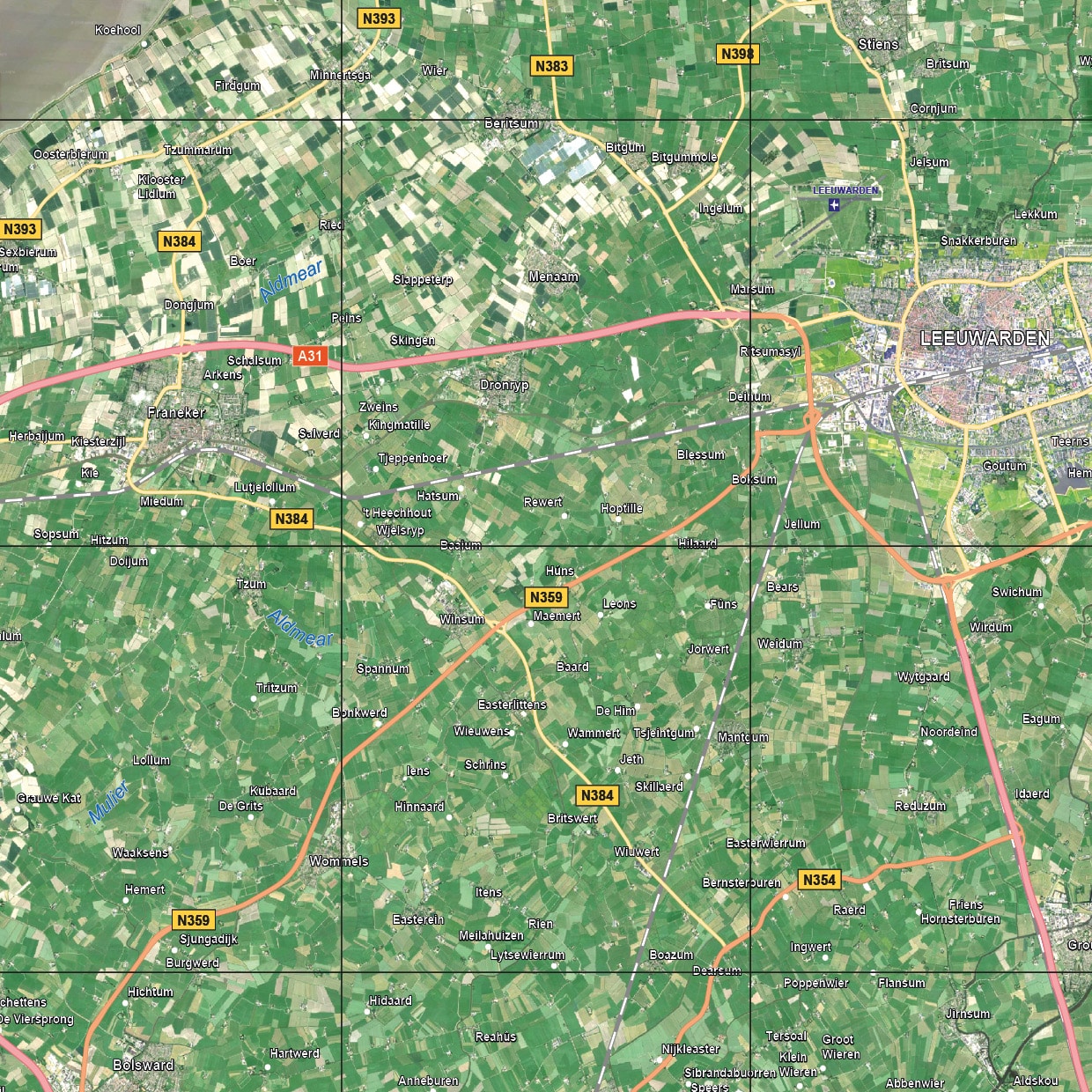 Satellietkaart Friesland - Afbeelding 2