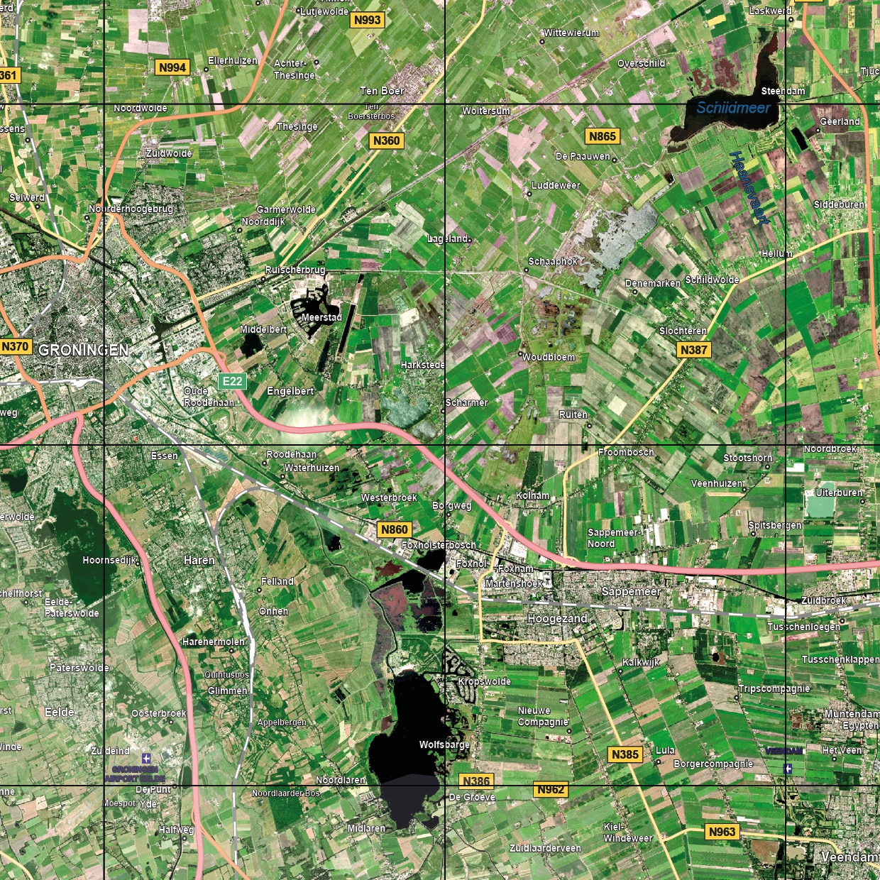 Satellietkaart Groningen - Afbeelding 2
