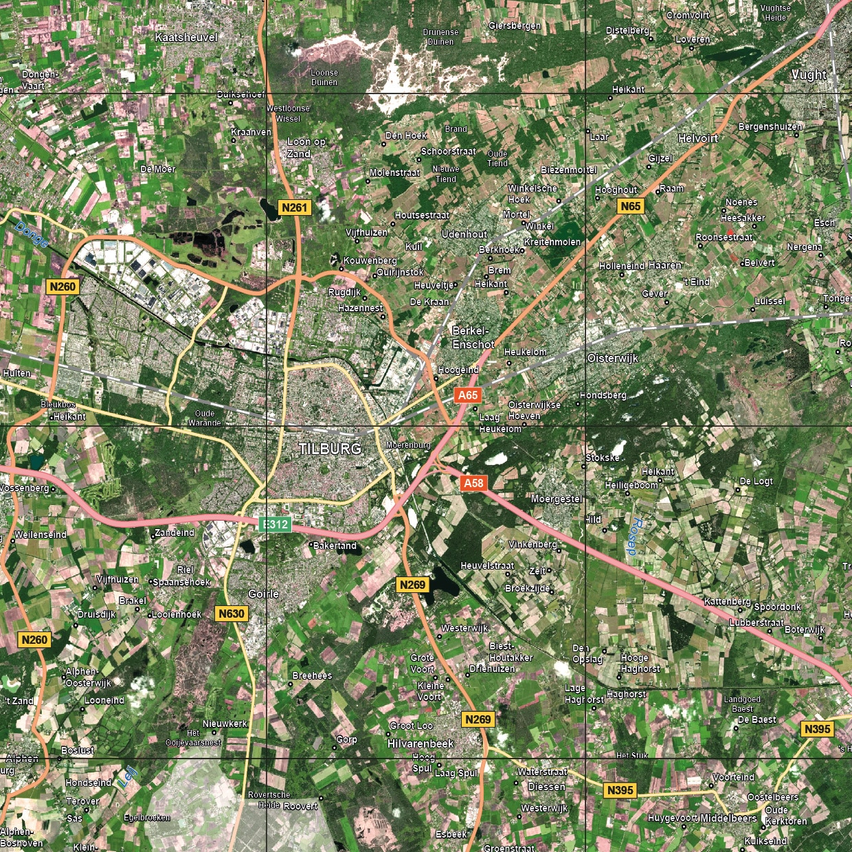 Satellietkaart Noord-Brabant - Afbeelding 2